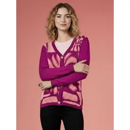 DressBerry Floral Self Design V-Neck Cardigan-picture-23