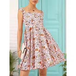 DressBerry Garden Glam Floral Print Satin-Finish A-line Dress-picture-12
