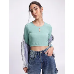 DressBerry Girly Glam Textured Crop Top-picture-38