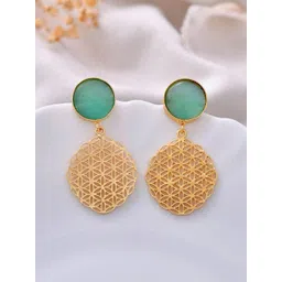 DressBerry Gold-Plated Artificial Beads studded and beaded Enamelled Drop Earrings-picture-16