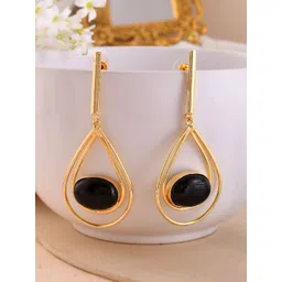 DressBerry Gold-Plated Artificial Stone Studded Drop Earrings-picture-40