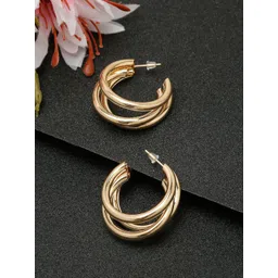 DressBerry Gold-Plated Circular Half Hoop Earrings-picture-38