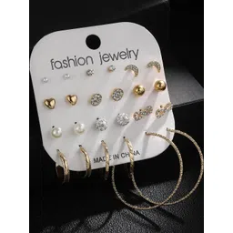 DressBerry Gold-Plated Cubic Zirconia Alloy Studs-picture-38