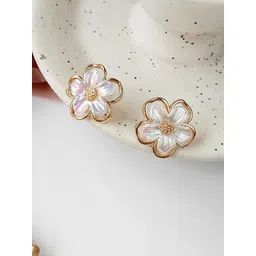 DressBerry Gold-Plated Pearls Beaded Korean Floral Shaped Studs-picture-11