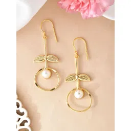 DressBerry Gold Plated White Stone Studded Circular Shaped Drop earrings-picture-30