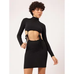 DressBerry Goth Girl High Neck Ribbed Linked Co-ords image 1