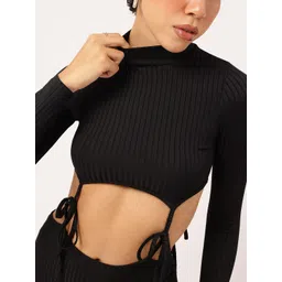 DressBerry Goth Girl High Neck Ribbed Linked Co-ords image 2