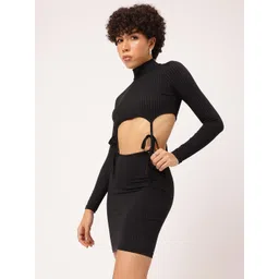 DressBerry Goth Girl High Neck Ribbed Linked Co-ords image 3