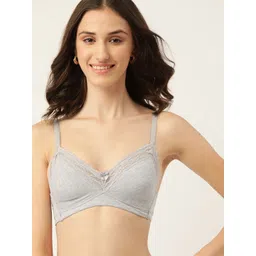 DressBerry Grey Melange Lightly Padded Lace Detail T-Shirt Bra-picture-16