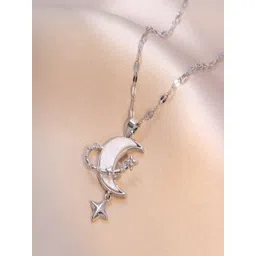 DressBerry Half Moon Shaped Stone Studed Pendant Chain-picture-28