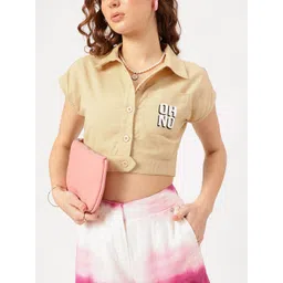 DressBerry Humor Hour Buttoned Up Babe Crop Top-picture-16