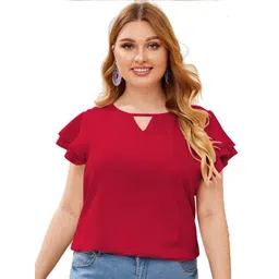 DressBerry Keyhole Neck Flutter Sleeve Crop Top-picture-22