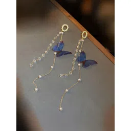 DressBerry Korean Gold-Plated American Diamond Floral Drop Earrings-picture-27