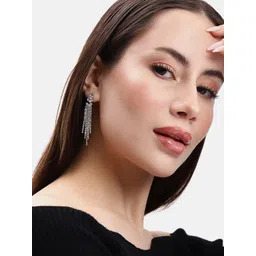 DressBerry Leaf Shaped Stone Studded Drop Earrings-picture-23