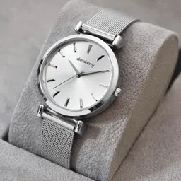 dressberry Minimalist Silver Tone Dial Design Sleek Silver Mesh Strap Analog Watch - For Women DB-LR3-SLV-CH-picture-11