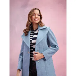 DressBerry Notched Lapel Collar Single-Breasted Regular Fit Longline Overcoat-picture-41