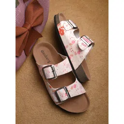 DressBerry Off White Printed Open Toe Flats-picture-17