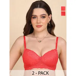 DressBerry Pack Of 2 Bralette Women Full Coverage Lightly Padded Bra-picture-31