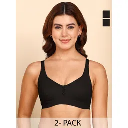 DressBerry Pack Of 2 Breathable Cotton Plus Size M-Frame Minimiser Non-Padded Bra-picture-37