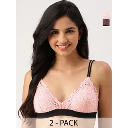 DressBerry Pack of 2 Floral Full Coverage Lightly Padded Bralette Bra-picture-35