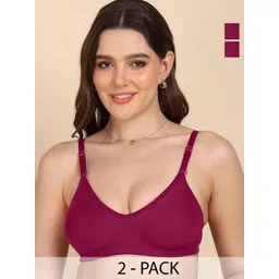 DressBerry Pack of 2 Medium Coverage Non-Padded Seamless Cotton T-shirt Bra-picture-10