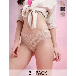 DressBerry Pack Of 3 Conversational Printed Assorted High-Rise Pure Cotton Hipster Briefs-picture-33