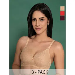 DressBerry Pack of 3 Medium Coverage Heavily Padded LaceBra-picture-38