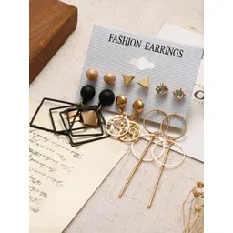 DressBerry Pack Of 6 Gold-Plated Alloy Contemporary Drop Earrings-picture-25