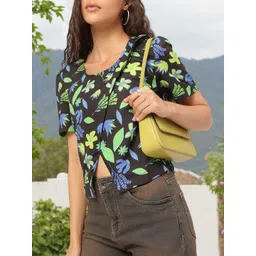 DressBerry Petal Power Floral Printed Front-Slit Layered Top-picture-17