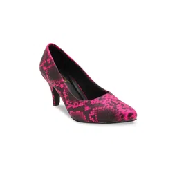 DressBerry Pink & Black Printed Party Kitten Pumps image 2