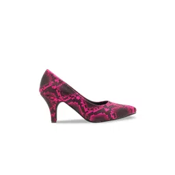 DressBerry Pink & Black Printed Party Kitten Pumps image 4