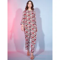 DressBerry Pink Floral Printed Pure Cotton Top With Trouser-picture-34