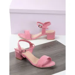 DressBerry Pink Open Toe Block Heels-picture-17
