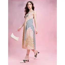 DressBerry Print Knot Detail Pure Cotton A-Line Midi Dress-picture-42