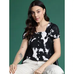 DressBerry Printed Puff Sleeves Monochrome Top-picture-21