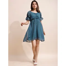 DressBerry Puff Sleeve Chiffon Fit & Flare Dress-picture-12