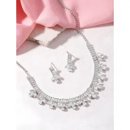 DressBerry Rhodium-Plated American Diamond & Crystal Studded Jewellery Set-picture-22