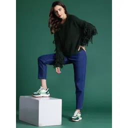 DressBerry Ribbed Acrylic Poncho with Fringed Detail-image-22