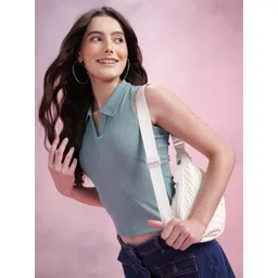 DressBerry Ribbed Polo Fitted Top-picture-15