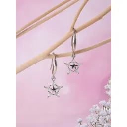 DressBerry Rose Gold Plated Crystal Stone Studdded Star Shaped Drop Earrings-picture-27