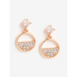 DressBerry Rose Gold-Plated Cubic Zirconia Circular Drop Earrings-picture-24