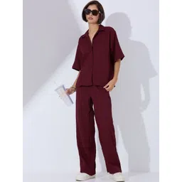 DressBerry Self Design Shirt Collar Shirt With Trousers Co-Ords-picture-39