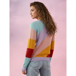 DressBerry Self Striped Round Neck Pullover image 2