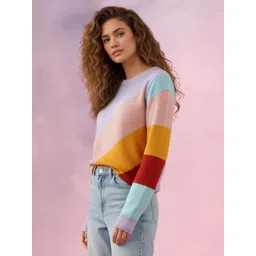 DressBerry Self Striped Round Neck Pullover image 5