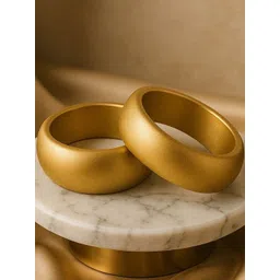 DressBerry set of 2 Gold Plated & round shaped glossy resin bangles-picture-38