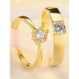 DressBerry Set Of 2 Gold-Plated Stone Studded Finger Ring-picture-13