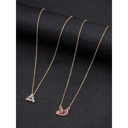 DressBerry Set Of 2 Gold-Toned Gold-Plated Stones Studded Antique Chain-picture-21