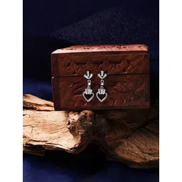 DressBerry Silver-Plated Geometric Zircon Studdded Drop Earrings-picture-23