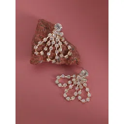 DressBerry Silver-Toned Gold-Plated Artificial Stones Studded Drop Earrings-picture-16