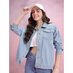 DressBerry Spread Collar Denim Jacket-picture-39